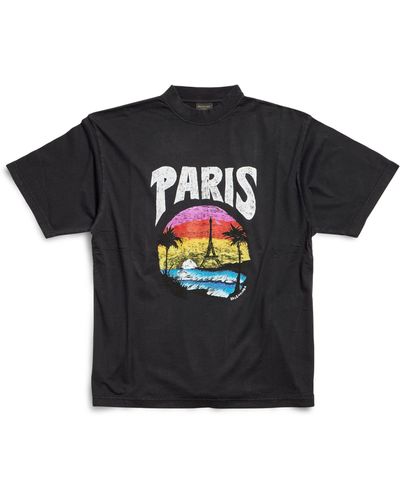 Balenciaga Paris Tropical-print Cotton T-shirt - Black