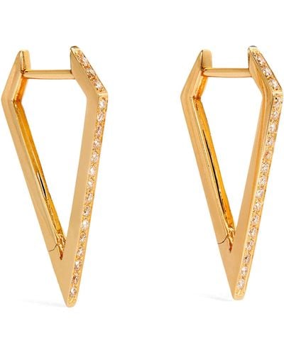 Eva Fehren Yellow Gold And Diamond Dagger Hoop Earrings - Metallic