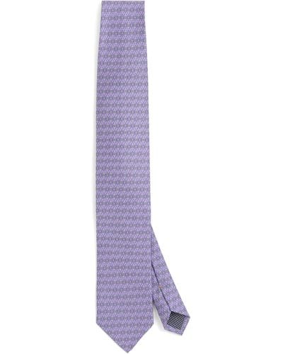 Eton Silk Geometric Pattern Tie - Purple