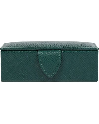 Smythson Panama Leather Cufflink Box - Green
