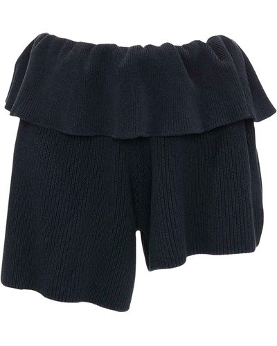 JW Anderson Ribbed Fold-over Asymmetric Shorts - Blue