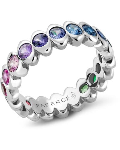 Faberge White Gold, Diamond And Rainbow Sapphire Colours Of Love Cosmic Curve Eternity Ring - Metallic