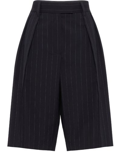 Brunello Cucinelli Virgin Wool-cotton Pinstripe Bermuda Shorts - Blue