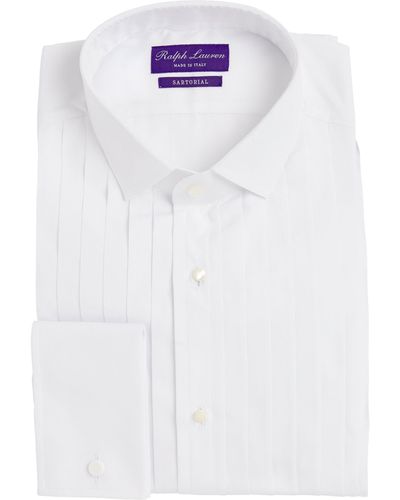 Ralph Lauren Purple Label Pleated Dexter Dress Shirt - White