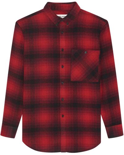 Saint Laurent Oversized Check Shirt - Red