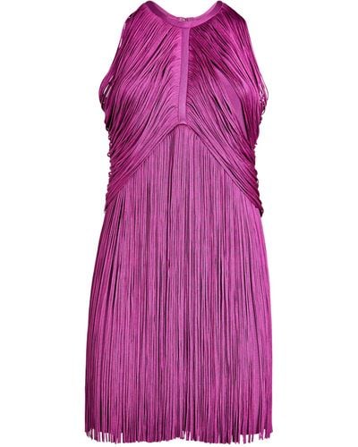 Hervé Léger Fringed Mini Dress - Purple