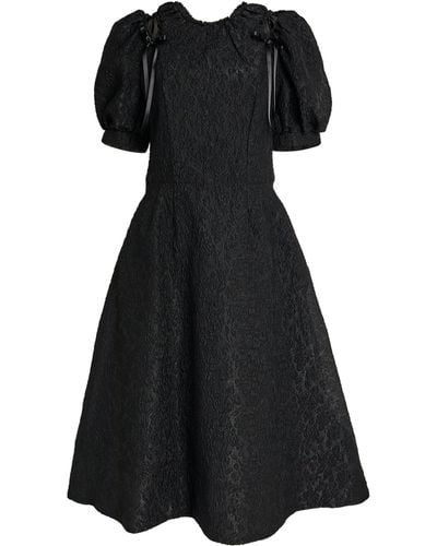 Simone Rocha Puff-sleeve Signature Midi Dress - Black