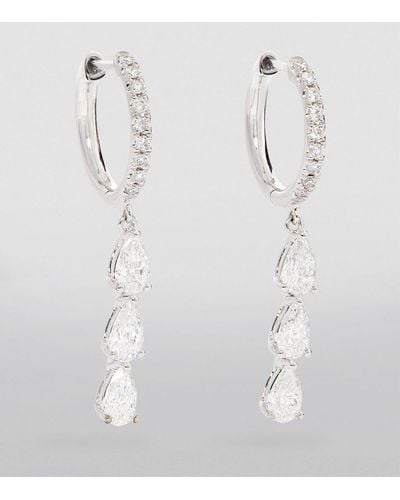 Anita Ko White Gold And Diamond Huggie Hoop Three-drop Earrings