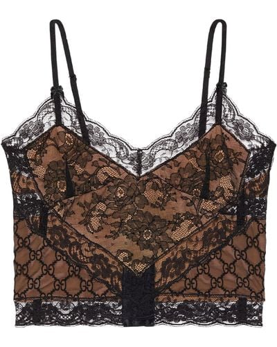 Gucci Lace Tank Top - Brown