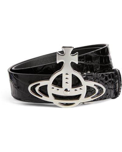 Vivienne Westwood Leather Croc-embossed Orb Belt - Black