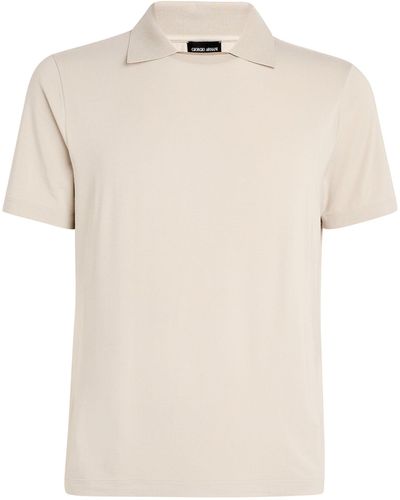 Giorgio Armani Stretch Viscose Polo Shirt - White