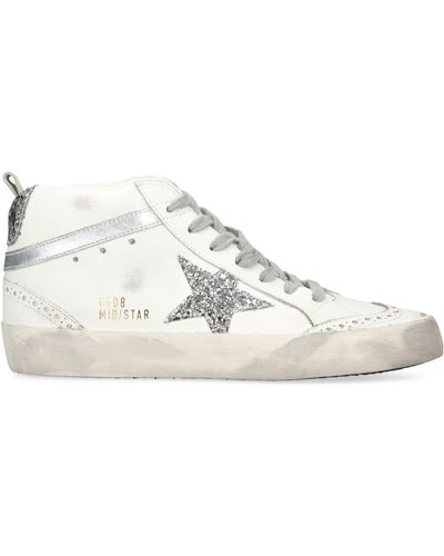 Golden Goose Leather Mid Star Trainers - White