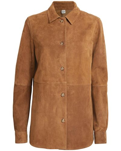 Totême Oversized Suede Shirt - Brown