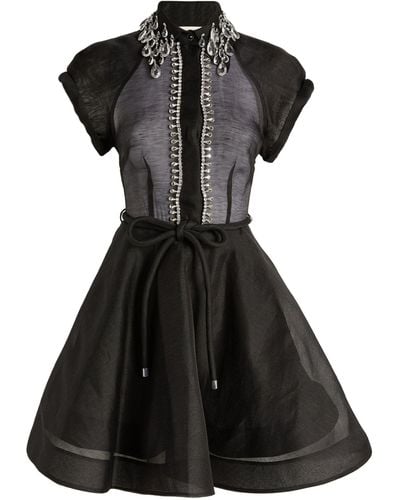 Zimmermann Matchmaker Flip Sheer Mini Dress - Black