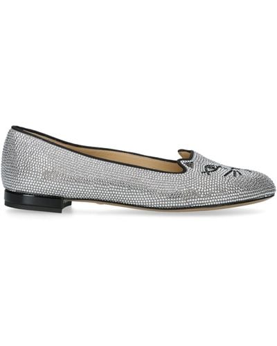 Charlotte Olympia Embellished Kitty Ballet Flats - Grey
