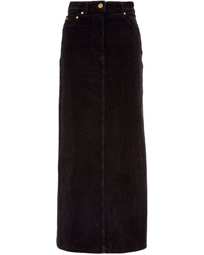 Ganni Organic Cotton Corduoy Midi Skirt - Black