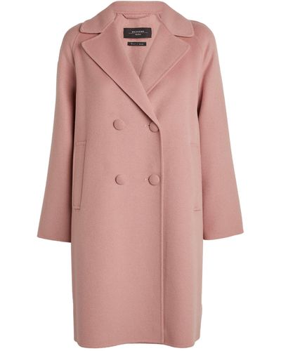 Max Mara Wool Rivetto Double-breasted Coat - Pink