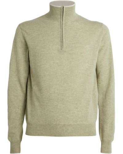 FIORONI CASHMERE Cashmere Quarter-zip Sweater - Green