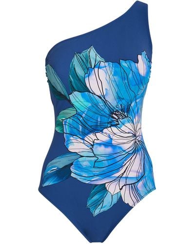 Gottex Floral One-shoulder Swimsuit - Blue