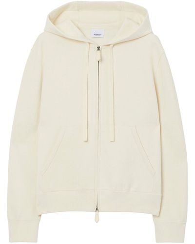 Burberry Cashmere-cotton Zip-up Hoodie - White