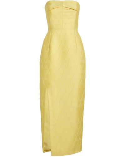 Emilia Wickstead Cloquéd Pola Strapless Dress - Yellow