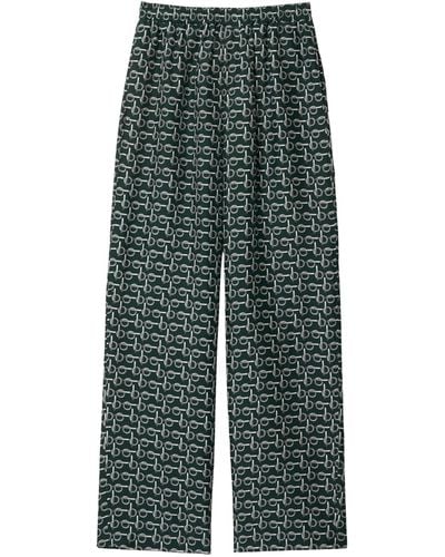 Burberry Silk Printed Trousers - Green