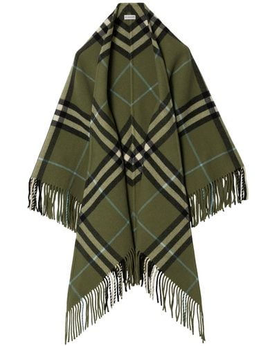 Burberry Wool Check Cape - Green