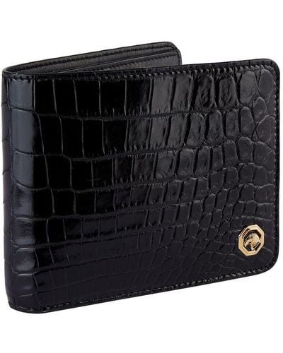 Stefano Ricci Eagle Crocodile Leather Wallet - Black