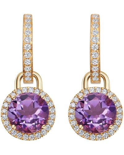 Kiki McDonough Yellow Gold, Diamond And Amethyst Grace Detachable Drop Earrings - Purple