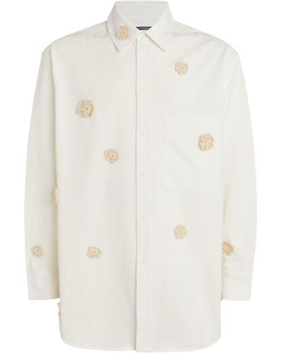 Song For The Mute Floral-embroidered Long-sleeve Shirt - White