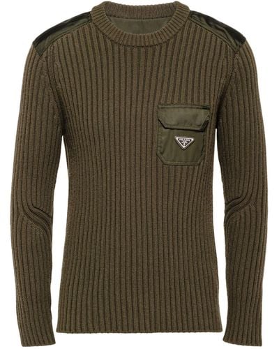 Prada Wool-cashmere Re-nylon-detail Jumper - Green