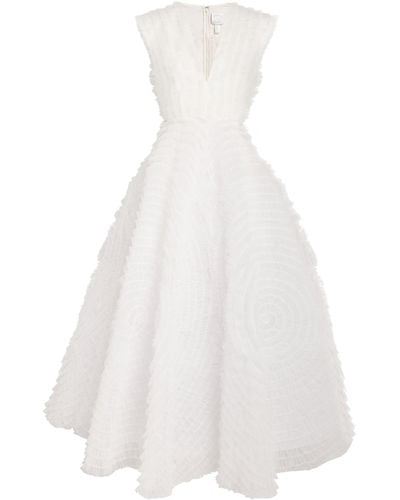 Huishan Zhang Tulle Roney Gown - White