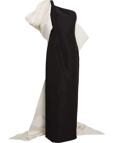 Carolina Herrera Bow-detail One-shoulder Column Gown - Black