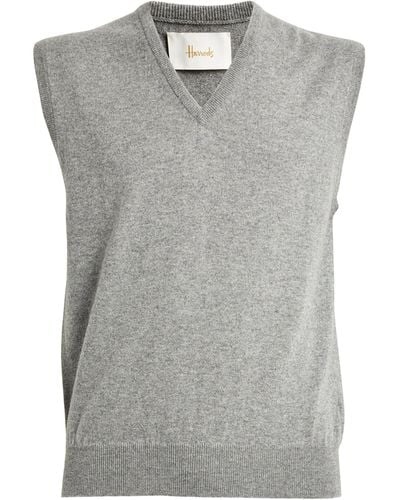 Harrods Cashmere V-neck Sweater Vest - Grey