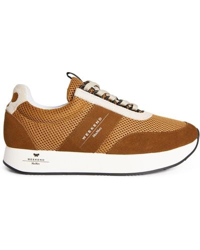Weekend by Maxmara Leather-panel Sneakers - Natural