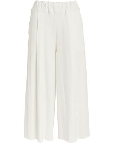 Issey Miyake Cropped Campagne Wide-leg Trousers - White