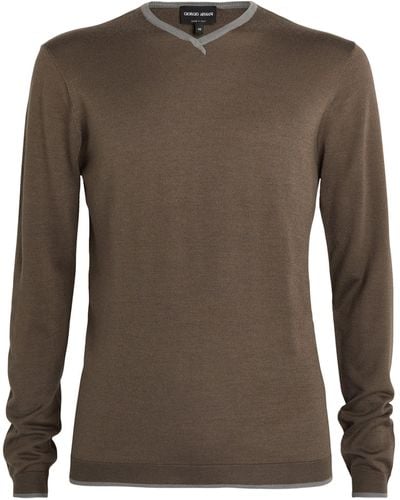 Giorgio Armani Cashmere-silk Blend Sweater - Brown