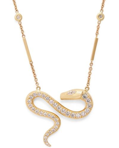 Jacquie Aiche Yellow Gold And Diamond Snake Necklace - Metallic