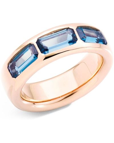 Pomellato Rose Gold And London Blue Topaz Iconica Ring