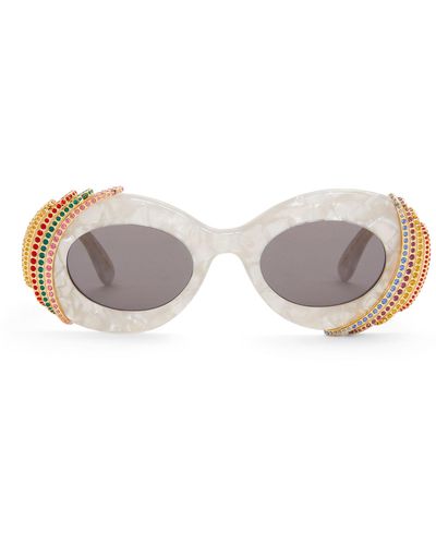 Loewe X Paula's Ibiza Crystal Pavé Oval Sunglasses - Gray
