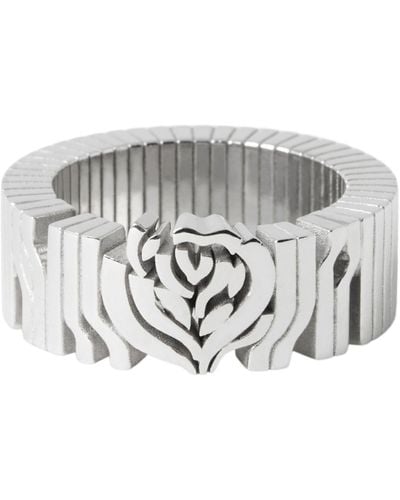 Burberry Silver Rose Ring - Gray