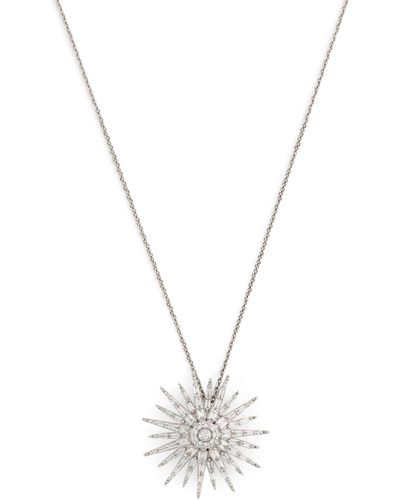 BeeGoddess White Gold And Diamond Star Light Jardin Necklace - Metallic