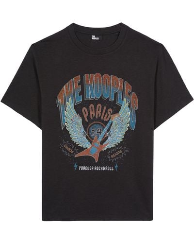 The Kooples Cotton Guitar Print T-shirt - Black