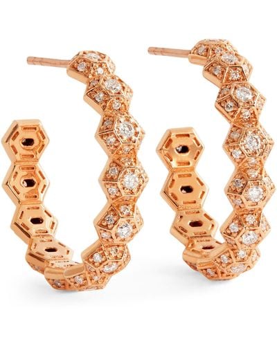 BeeGoddess Rose Gold And Diamond Honey Earrings - Metallic