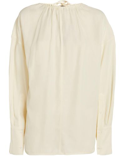 Helmut Lang Oversized Half-zip Drawstring Shirt - White
