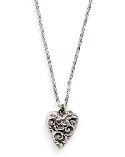 Emanuele Bicocchi Sterling Silver Ornamented Heart Necklace - Metallic