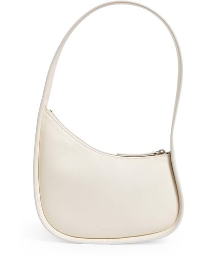 The Row Leather Half Moon Shoulder Bag - White