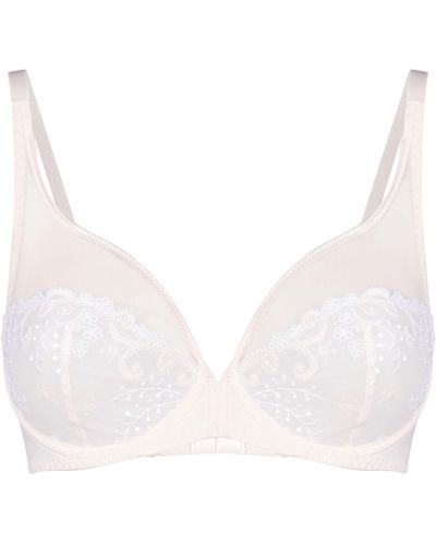 Simone Perele Embroidered Lace Plunge Bra - Pink