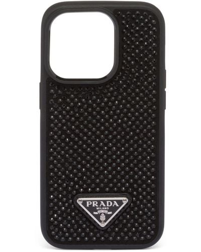 Prada Embellished Iphone 14 Pro Max Case - Black
