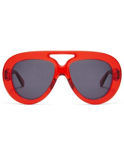 Loewe Round Spoiler Aviator Sunglasses - Red